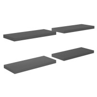 Produktbild för Svävande vägghyllor 4 st grå högglans 60x23,5x3,8 cm MDF
