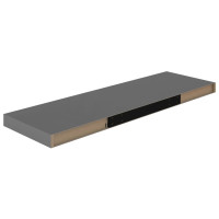 Produktbild för Svävande vägghylla grå högglans 80x23,5x3,8 cm MDF