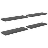 Produktbild för Svävande vägghyllor 4 st grå högglans 80x23,5x3,8 cm MDF