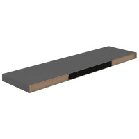 Produktbild för Svävande vägghylla grå högglans 90x23,5x3,8 cm MDF