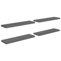 Produktbild för Svävande vägghyllor 4 st grå högglans 90x23,5x3,8 cm MDF