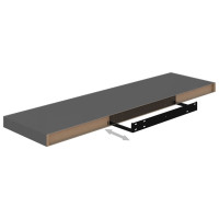 Produktbild för Svävande vägghyllor 4 st grå högglans 90x23,5x3,8 cm MDF