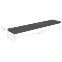 Produktbild för Svävande vägghylla grå högglans 120x23,5x3,8 cm MDF