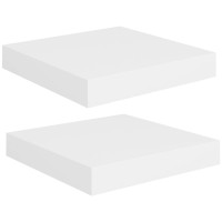 Miniatyr av produktbild för Svävande vägghyllor 2 st vit 23x23,5x3,8 cm MDF