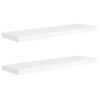 Produktbild för Svävande vägghyllor 2 st vit 90x23,5x3,8 cm MDF