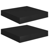 Produktbild för Svävande vägghyllor 2 st svart 23x23,5x3,8 cm MDF