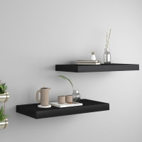 Produktbild för Svävande vägghyllor 2 st svart 50x23x3,8 cm MDF