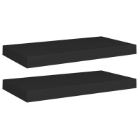 Produktbild för Svävande vägghyllor 2 st svart 50x23x3,8 cm MDF