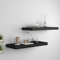 Produktbild för Svävande vägghyllor 2 st svart 60x23,5x3,8 cm MDF