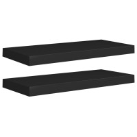 Produktbild för Svävande vägghyllor 2 st svart 60x23,5x3,8 cm MDF