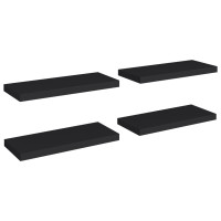 Produktbild för Svävande vägghyllor 4 st svart 60x23,5x3,8 cm MDF