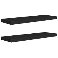 Produktbild för Svävande vägghyllor 2 st svart 80x23,5x3,8 cm MDF