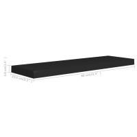 Produktbild för Svävande vägghyllor 2 st svart 80x23,5x3,8 cm MDF