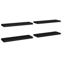 Produktbild för Svävande vägghyllor 4 st svart 80x23,5x3,8 cm MDF