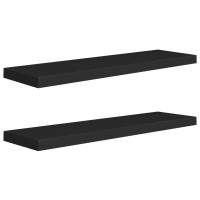 Produktbild för Svävande vägghyllor 2 st svart 90x23,5x3,8 cm MDF