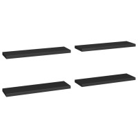 Produktbild för Svävande vägghyllor 4 st svart 90x23,5x3,8 cm MDF