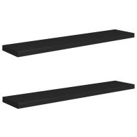 Produktbild för Svävande vägghyllor 2 st svart 120x23,5x3,8 cm MDF