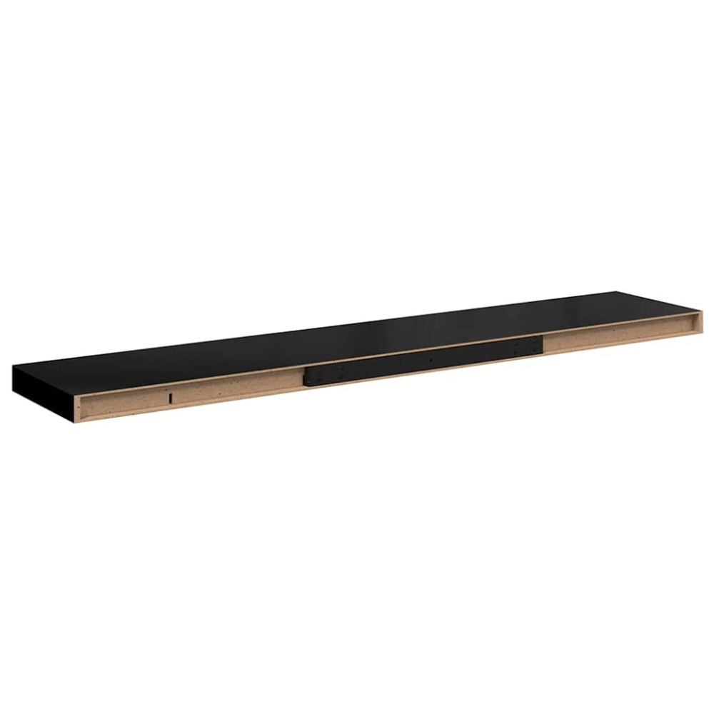 Produktbild för Svävande vägghyllor 4 st svart 120x23,5x3,8 cm MDF