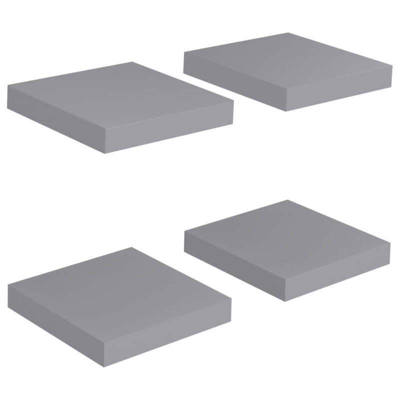 Produktbild för Svävande vägghyllor 4 st grå 23x23,5x3,8 cm MDF