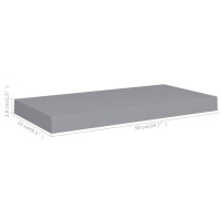 Produktbild för Svävande vägghyllor 2 st grå 50x23x3,8 cm MDF