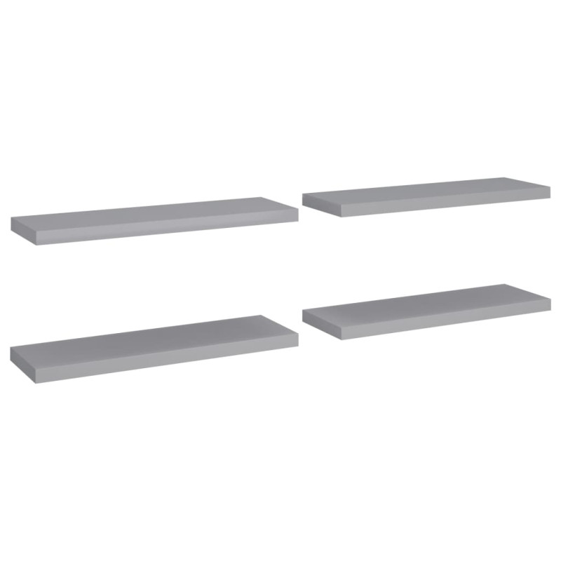 Produktbild för Svävande vägghyllor 4 st grå 80x23,5x3,8 cm MDF