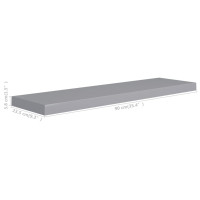Produktbild för Svävande vägghylla grå 90x23,5x3,8 cm MDF