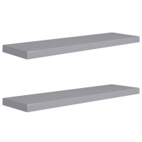 Miniatyr av produktbild för Svävande vägghyllor 2 st grå 90x23,5x3,8 cm MDF