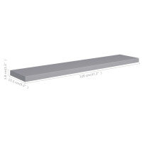 Produktbild för Svävande vägghyllor 2 st grå 120x23,5x3,8 cm MDF