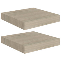 Produktbild för Svävande vägghyllor 2 st ek 23x23,5x3,8 cm MDF