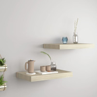 Produktbild för Svävande vägghyllor 2 st ek 40x23x3,8 cm MDF