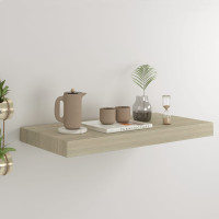 Produktbild för Svävande vägghylla ek 50x23x3,8 cm MDF