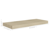 Produktbild för Svävande vägghylla ek 60x23,5x3,8 cm MDF