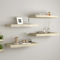 Produktbild för Svävande vägghyllor 4 st ek 60x23,5x3,8 cm MDF