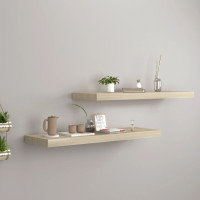 Produktbild för Svävande vägghyllor 2 st ek 80x23,5x3,8 cm MDF