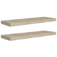 Produktbild för Svävande vägghyllor 2 st ek 80x23,5x3,8 cm MDF