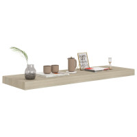 Produktbild för Svävande vägghyllor 2 st ek 80x23,5x3,8 cm MDF