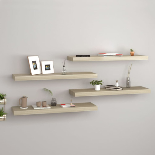 vidaXL Svävande vägghyllor 4 st ek 80x23,5x3,8 cm MDF