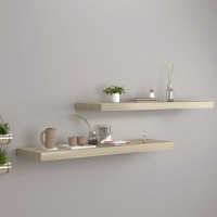 Produktbild för Svävande vägghyllor 2 st ek 90x23,5x3,8 cm MDF