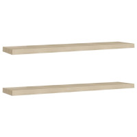 Produktbild för Svävande vägghyllor 2 st ek 120x23,5x3,8 cm MDF