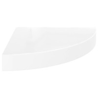 Produktbild för Svävande hörnhylla vit högglans 25x25x3,8 cm MDF