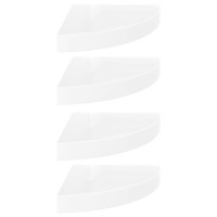Produktbild för Svävande hörnhyllor 4 st vit högglans 25x25x3,8 cm MDF