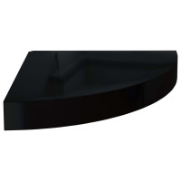 Produktbild för Svävande hörnhylla svart högglans 25x25x3,8 cm MDF