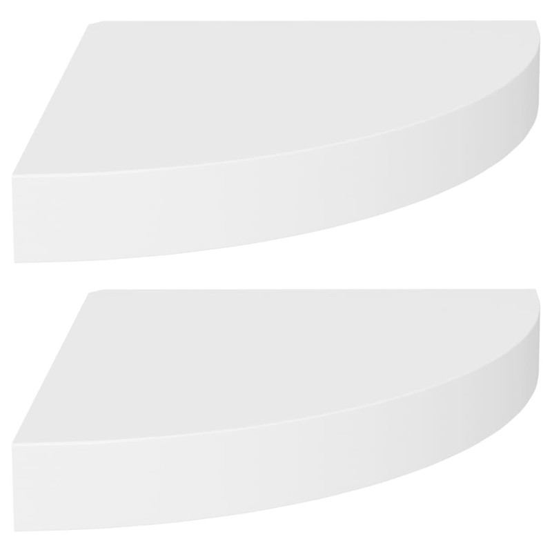 Produktbild för Svävande hörnhyllor 2 st vit 25x25x3,8 cm MDF