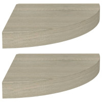 Produktbild för Svävande hörnhyllor 2 st ek 25x25x3,8 cm MDF