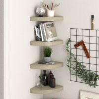 Produktbild för Svävande hörnhyllor 4 st ek 25x25x3,8 cm MDF