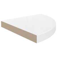 Produktbild för Svävande hörnhylla vit högglans 35x35x3,8 cm MDF