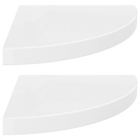 Produktbild för Svävande hörnhyllor 2 st vit högglans 35x35x3,8 cm MDF