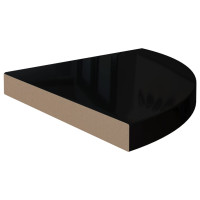 Produktbild för Svävande hörnhylla svart högglans 35x35x3,8 cm MDF