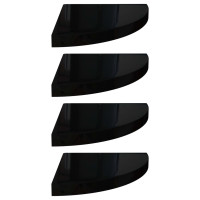 Produktbild för Svävande hörnhyllor 4 st svart högglans 35x35x3,8 cm MDF