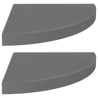 Produktbild för Svävande hörnhyllor 2 st grå högglans 35x35x3,8 cm MDF
